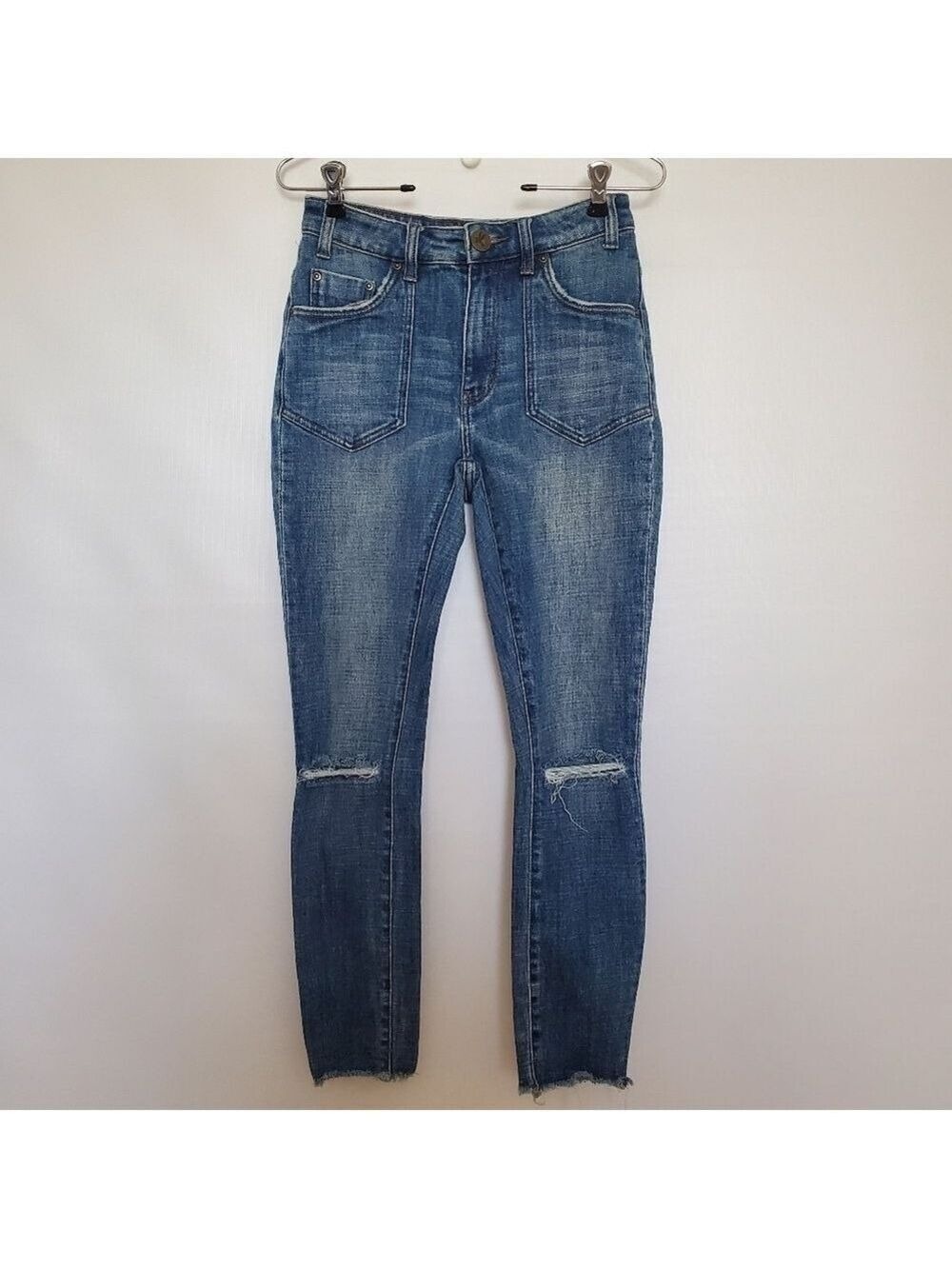 ONE X ONE TEASPOON HIGH WAIST FREEBIRD II SKINNEY JEAN DISTRESS BUSTED KNEES 25 - Picture 2 of 16